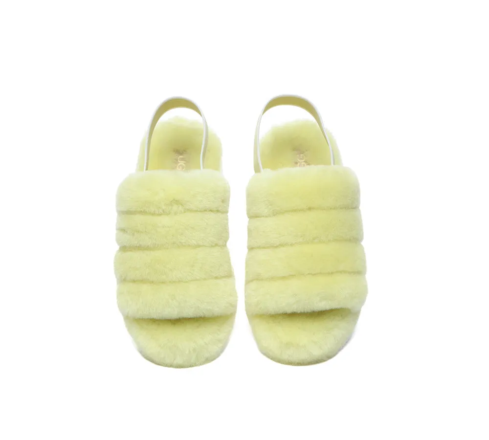 Women Fluffy Slide Sheepskin Wool Nonslip Sandals Puffy