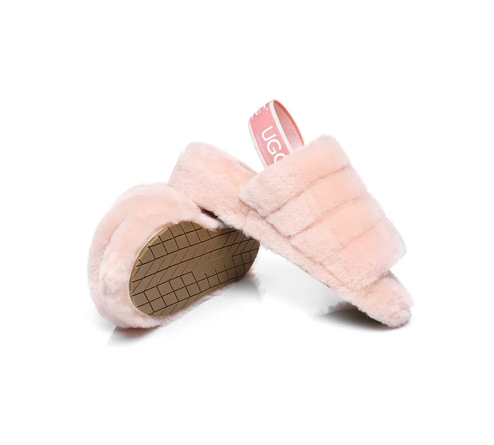 Women Fluffy Slide Sheepskin Wool Nonslip Sandals Puffy