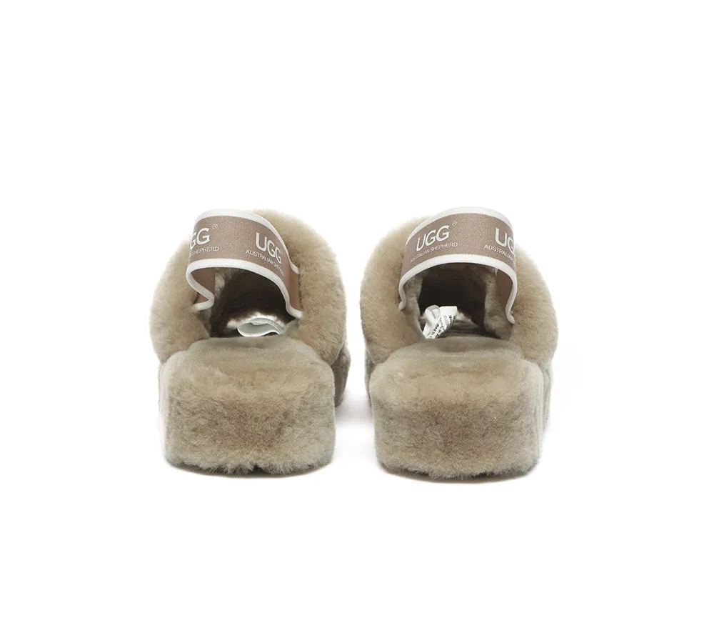 Women Fluffy Slide Sheepskin Wool Nonslip Sandals Puffy