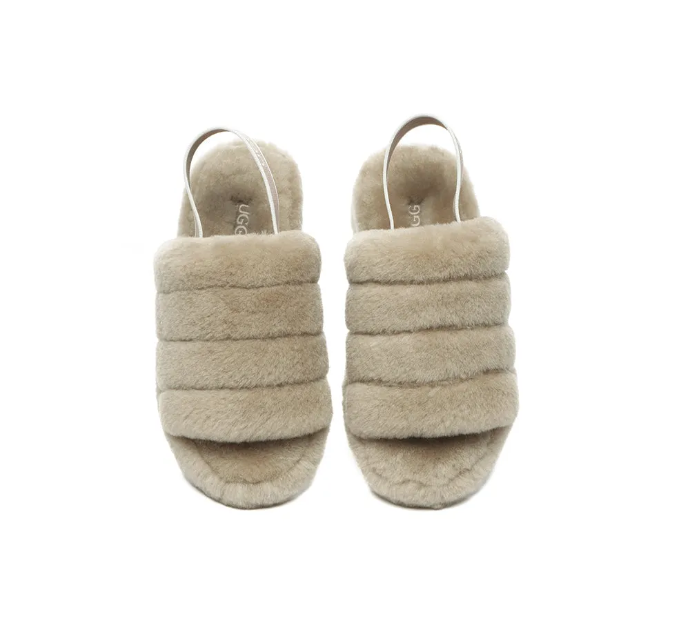 Women Fluffy Slide Sheepskin Wool Nonslip Sandals Puffy