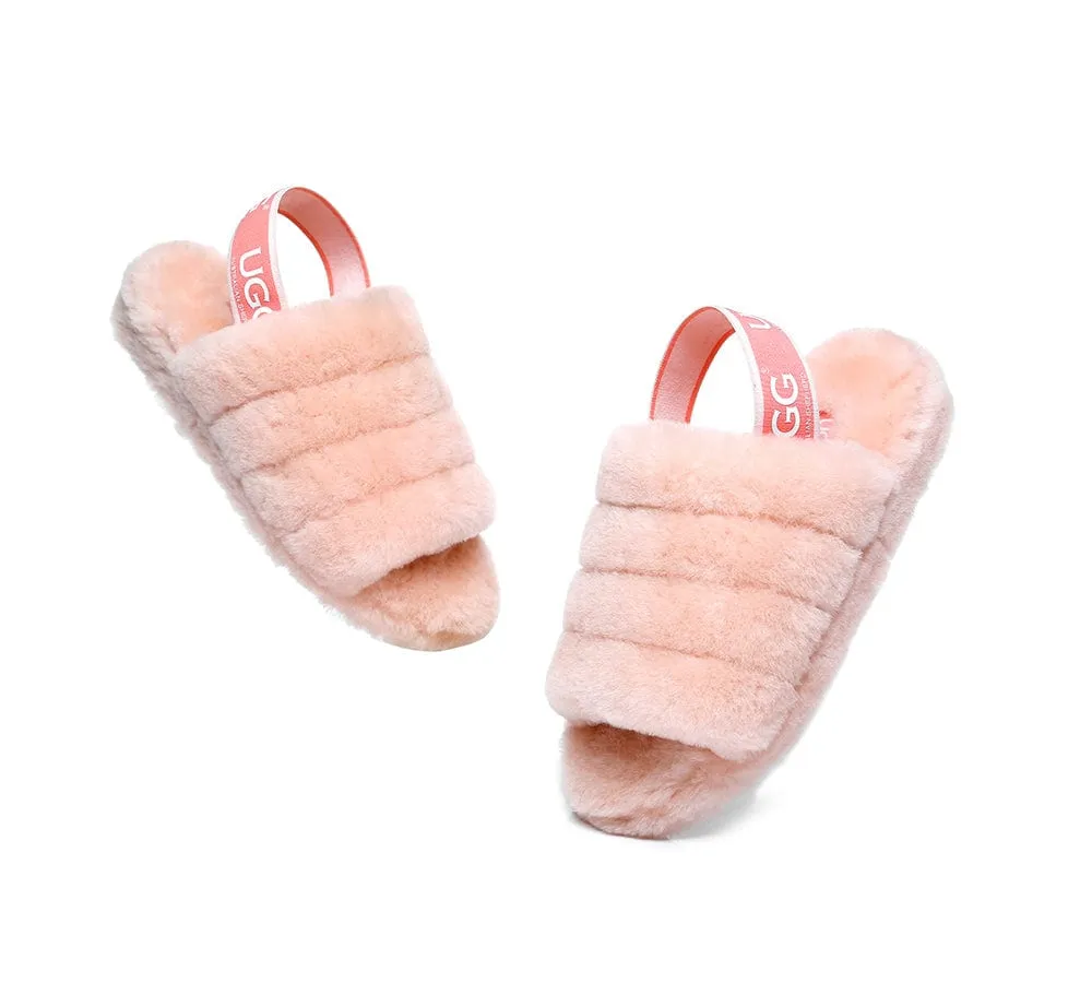 Women Fluffy Slide Sheepskin Wool Nonslip Sandals Puffy