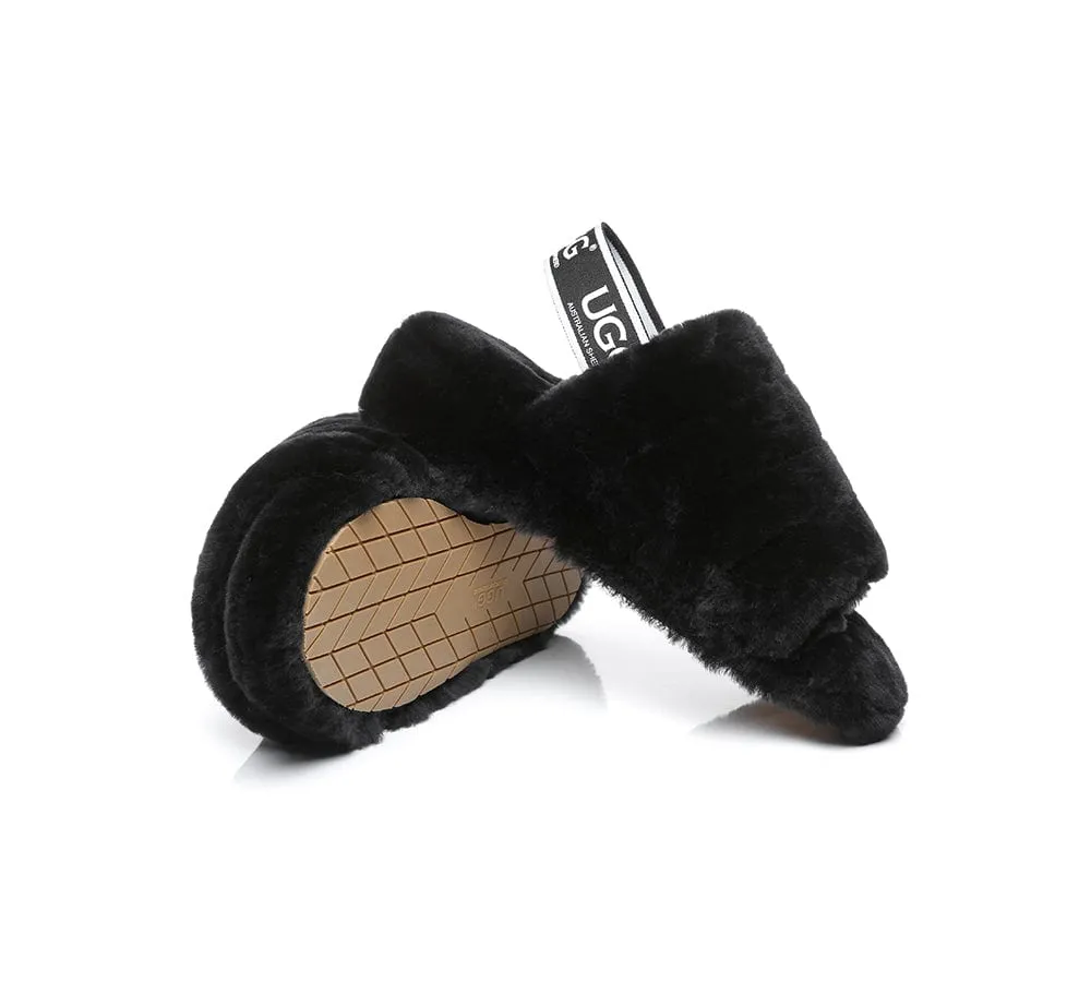 Women Fluffy Slide Sheepskin Wool Nonslip Sandals Puffy