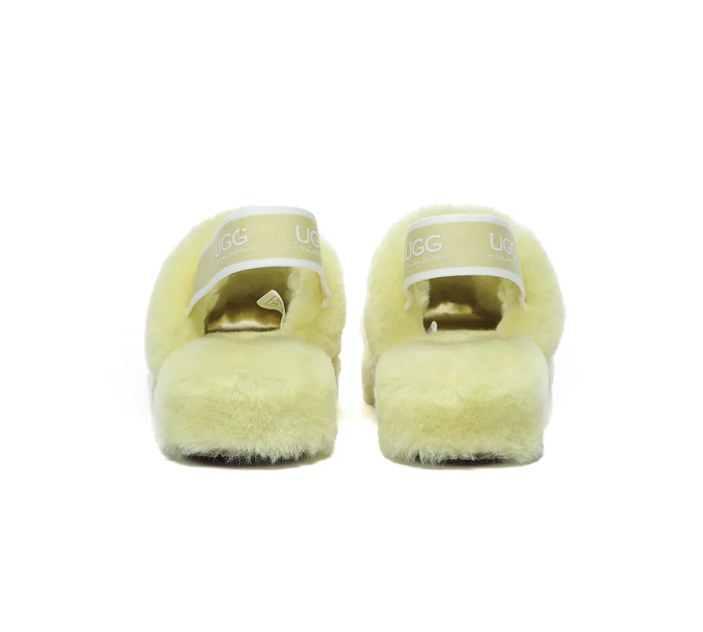 Women Fluffy Slide Sheepskin Wool Nonslip Sandals Puffy