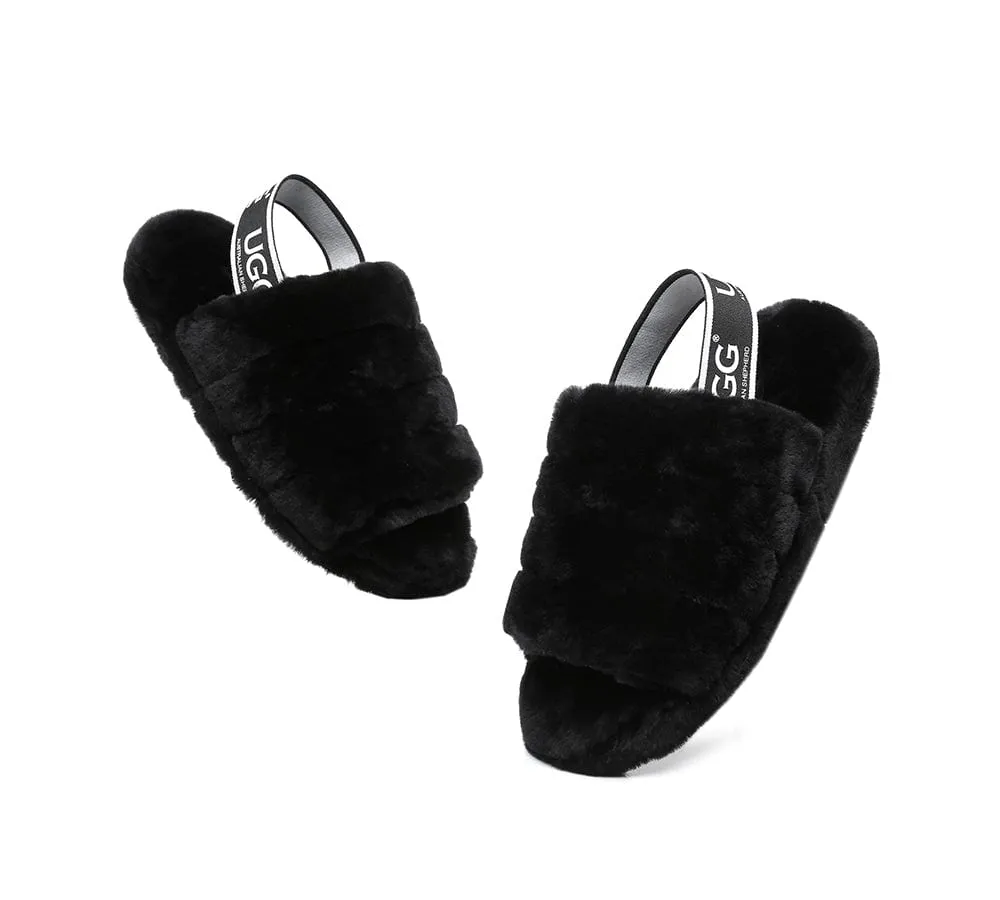 Women Fluffy Slide Sheepskin Wool Nonslip Sandals Puffy