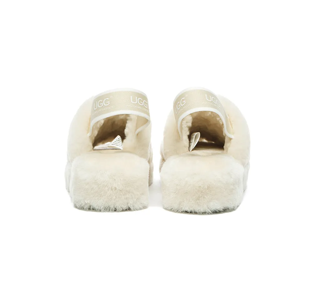 Women Fluffy Slide Sheepskin Wool Nonslip Sandals Puffy