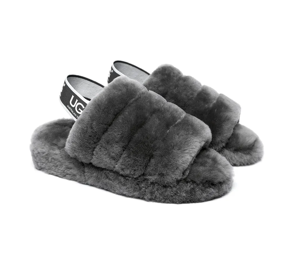 Women Fluffy Slide Sheepskin Wool Nonslip Sandals Puffy