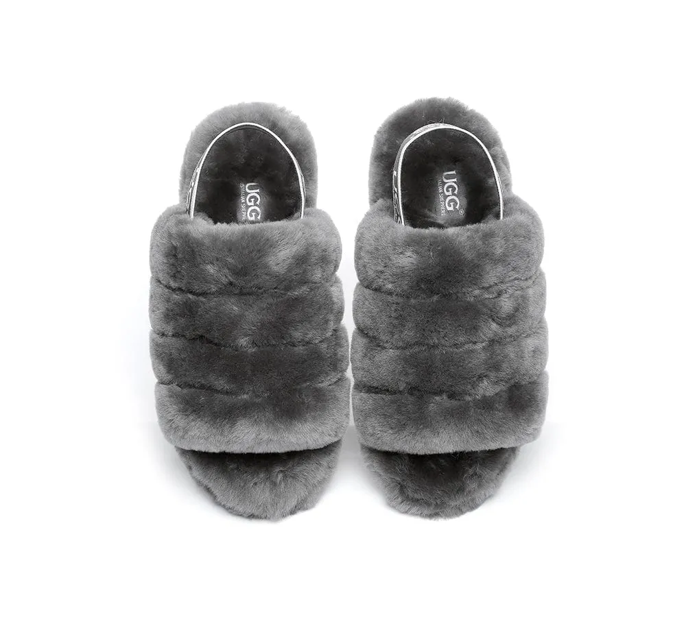 Women Fluffy Slide Sheepskin Wool Nonslip Sandals Puffy