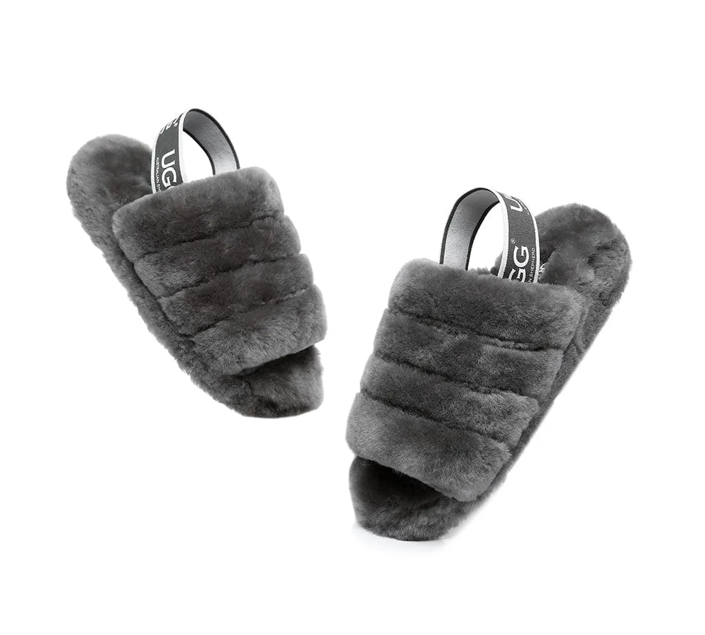 Women Fluffy Slide Sheepskin Wool Nonslip Sandals Puffy