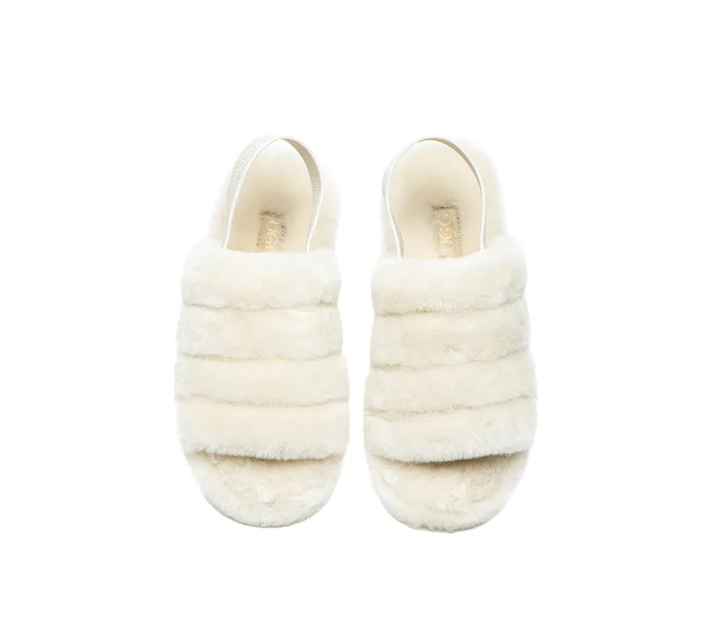 Women Fluffy Slide Sheepskin Wool Nonslip Sandals Puffy