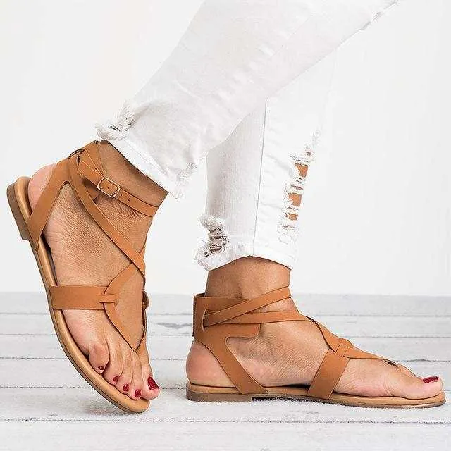 Women Plus Size 35-43 Gladiator Summer Female Beach Flat Sandals