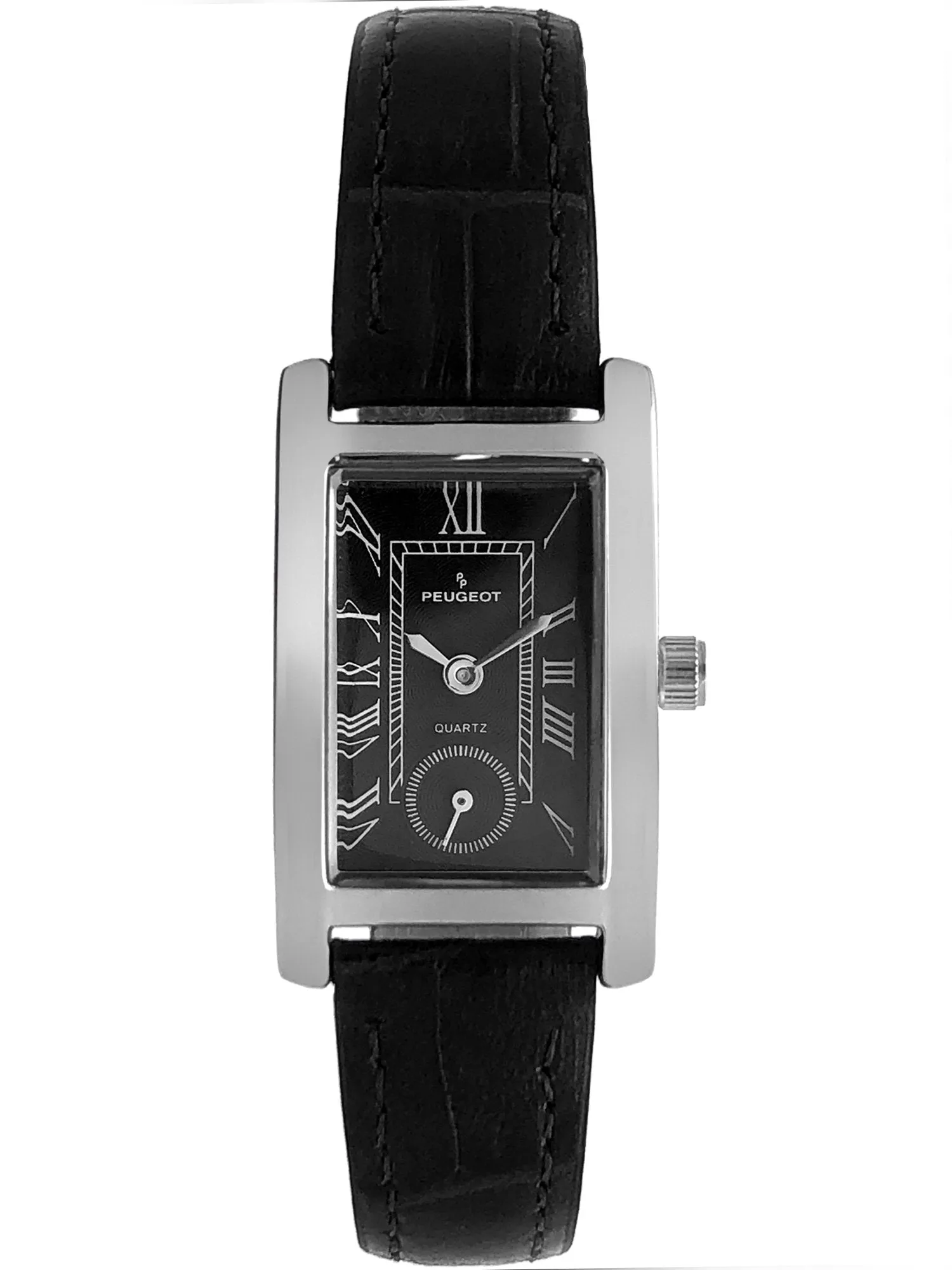 Women's Contour Tank Shape Case Black Watch with Roman Numerals