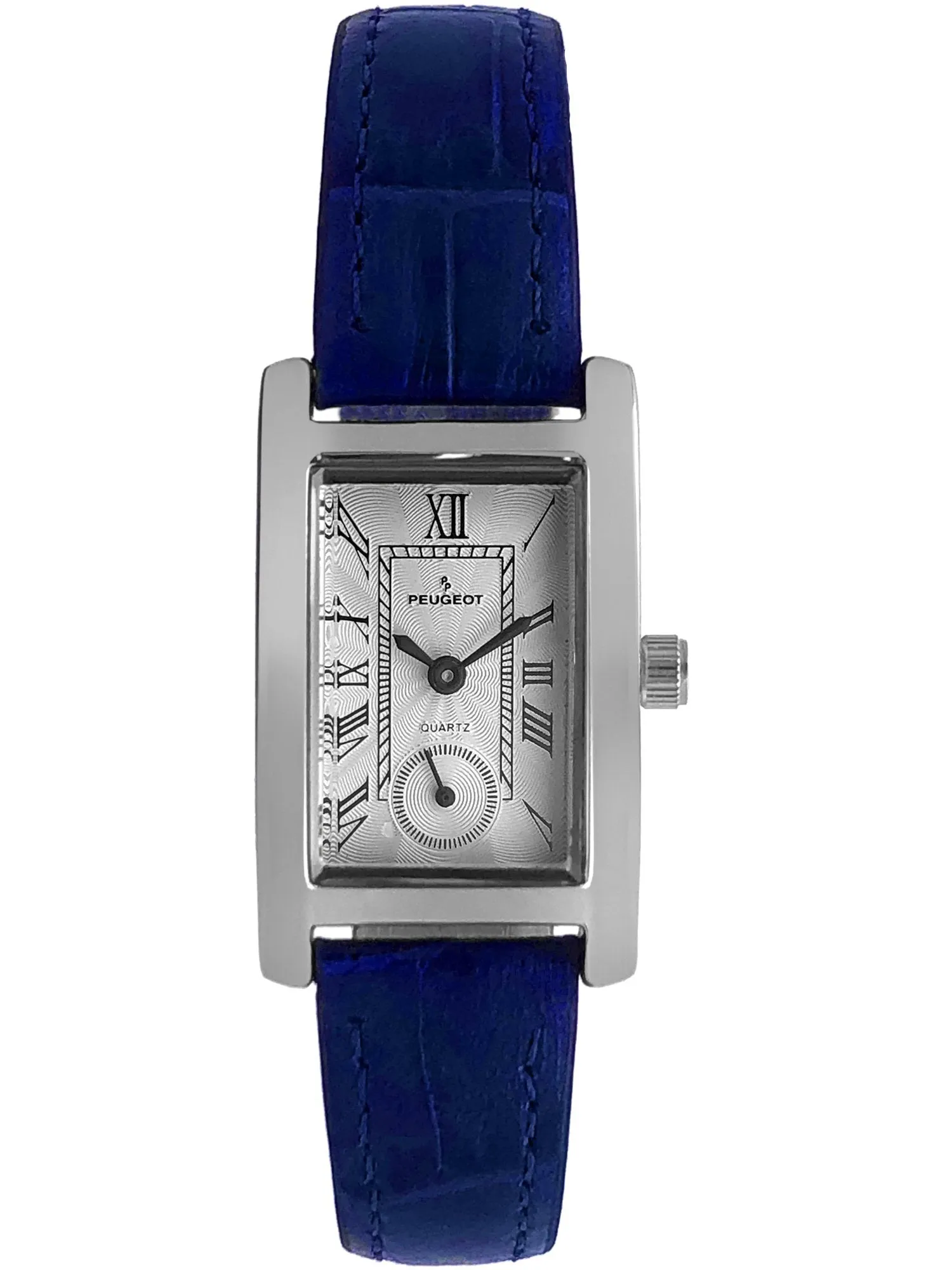 Women's Contour Tank Shape Case Blue Watch with Roman Numerals