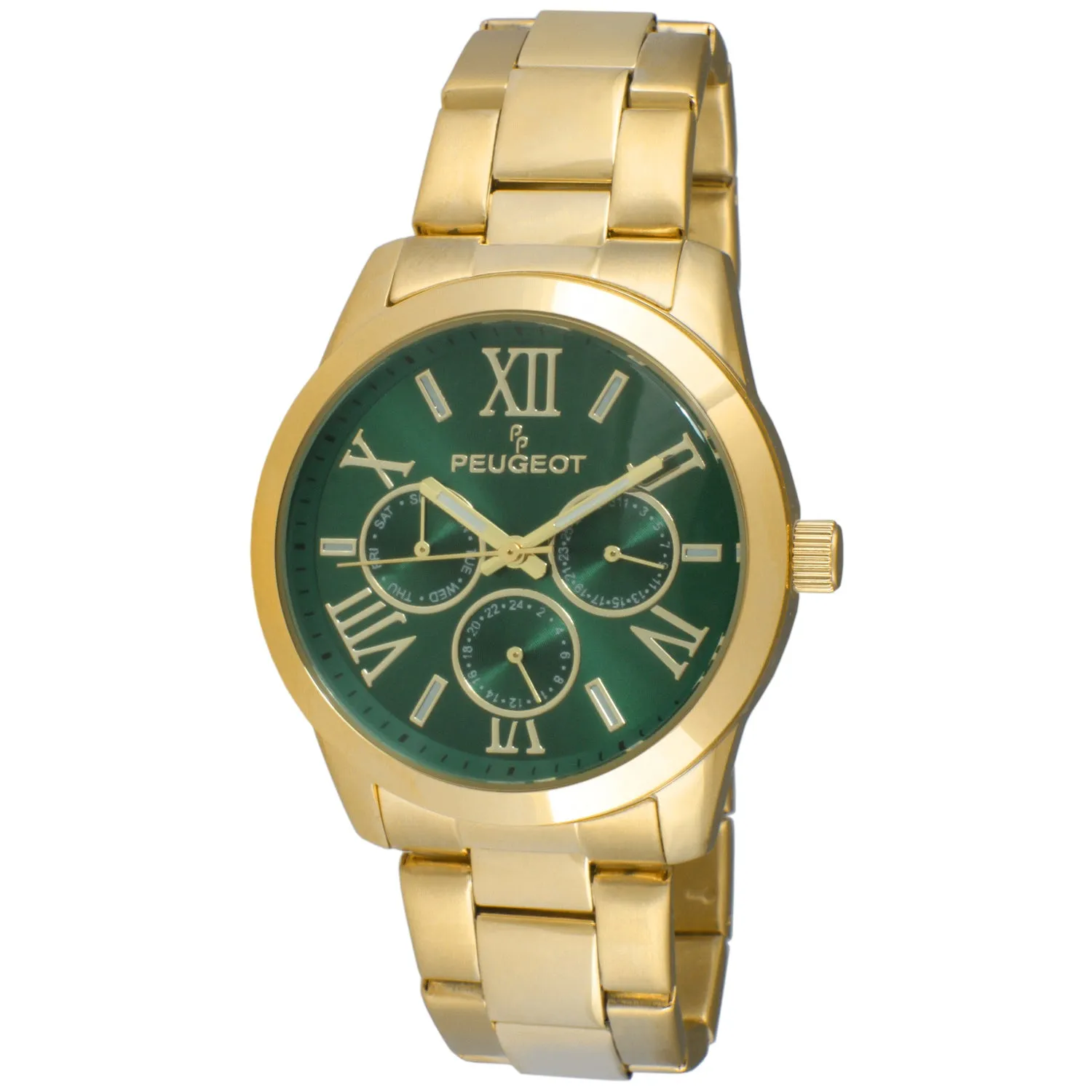 Women’s Multi-Function Gold Plated Watch with Green Dial