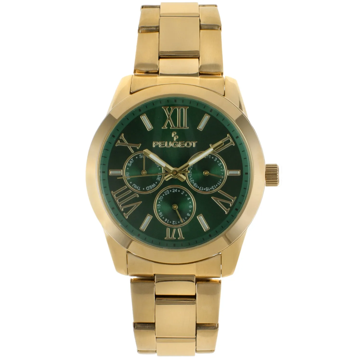 Women’s Multi-Function Gold Plated Watch with Green Dial