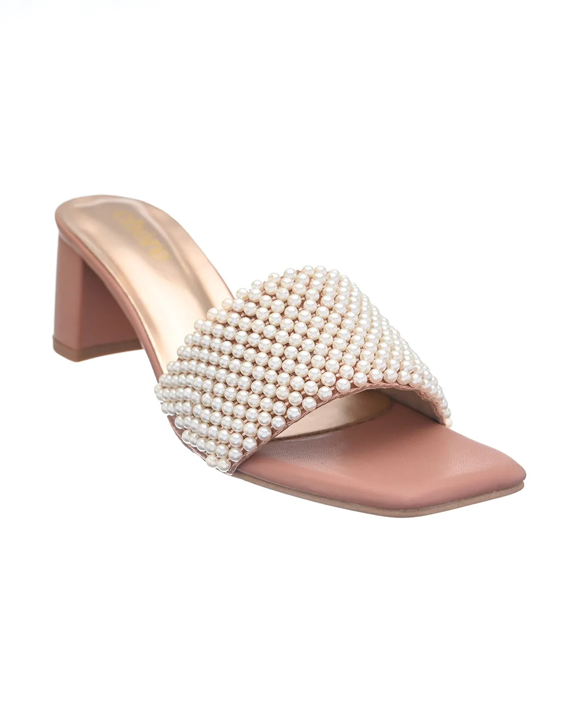 Women's Pearl-Embellished Evening Block Heels