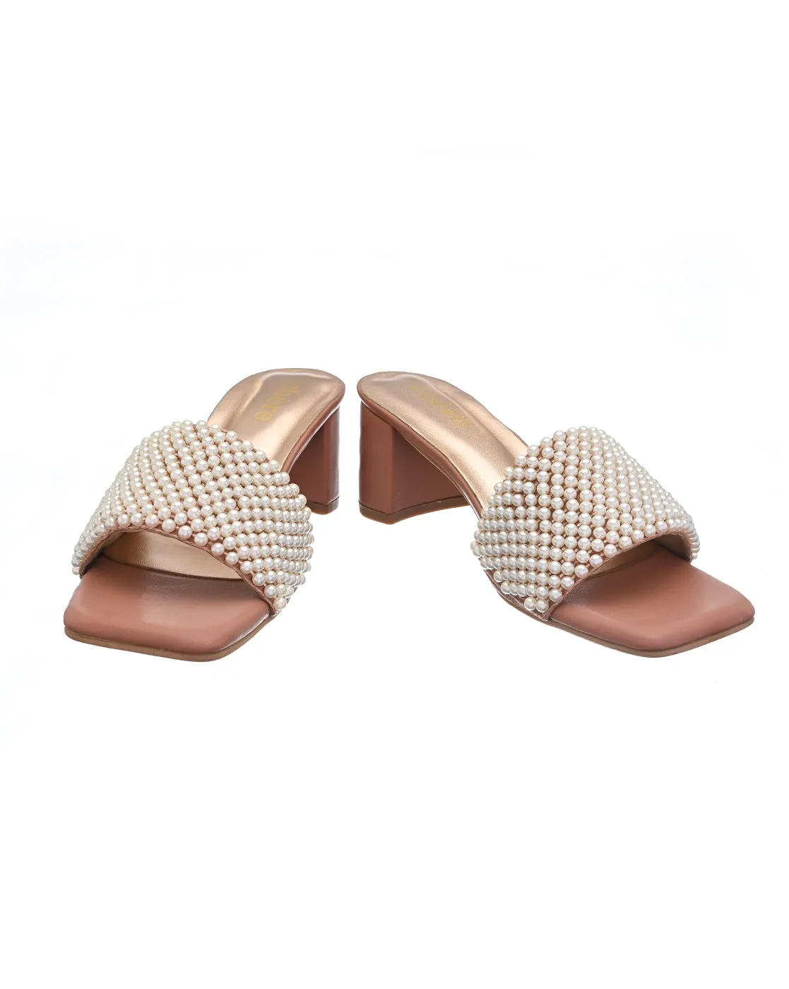 Women's Pearl-Embellished Evening Block Heels