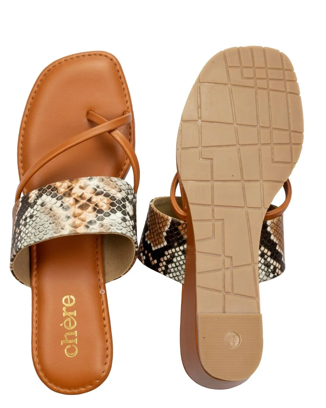 Women's Premium snake print wedge strap and string