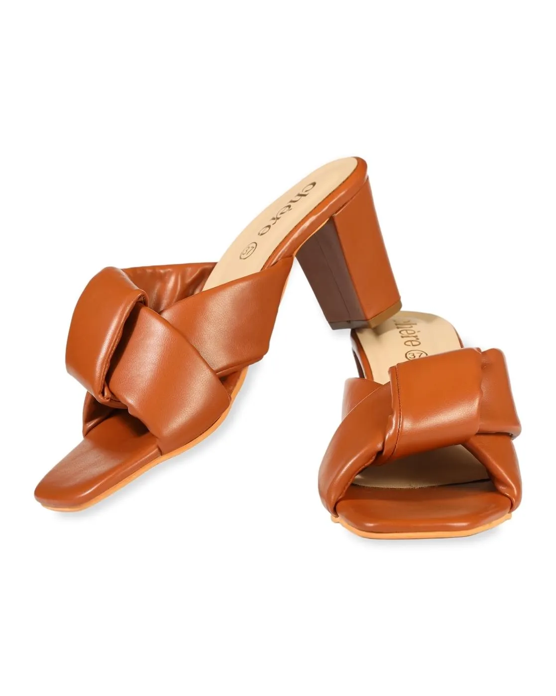 Women's Tan Knot Block Heels